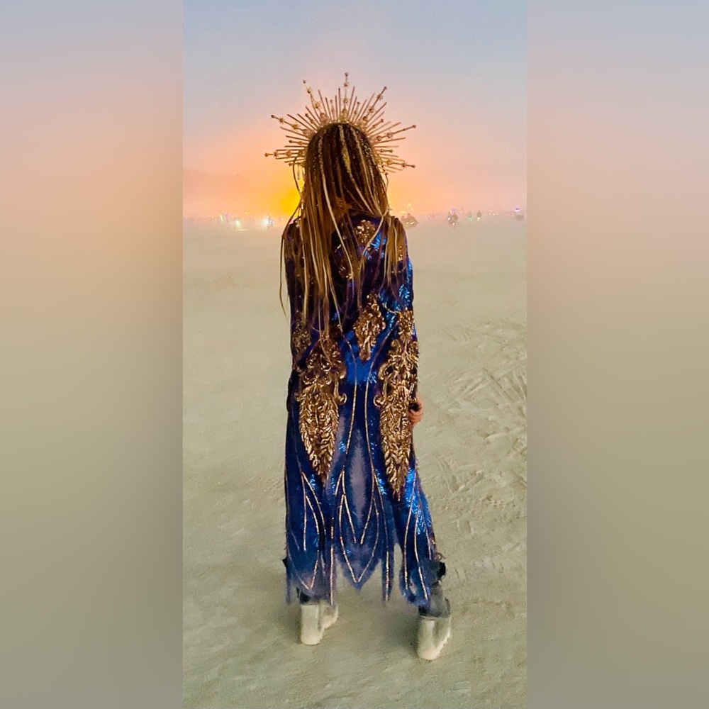 Blue Lotus Sequin Cape * Custom Design * Luxury Boutique